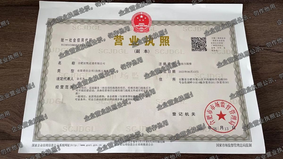 合肥宜悦思道有限公司 营业执照高清公示图样