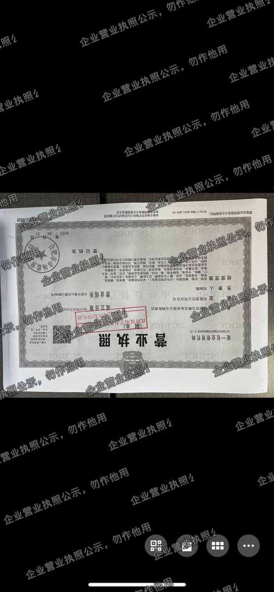 合肥百吉实业有限公司桐城路店 营业执照高清公示图样