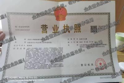 济南小神瞳健康管理有限公司 营业执照图样